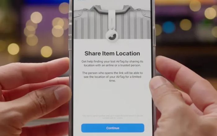Apple AirTag Share Item Location Lost Luggage